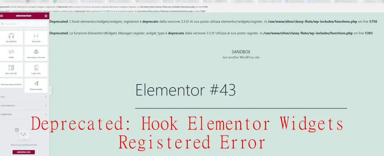 How to Fix the 'Deprecated: Hook Elementor Widgets Registered Error' in WordPress