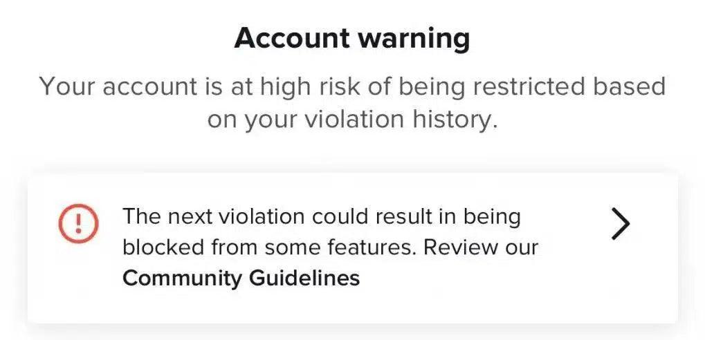What are TikTok account warnings?