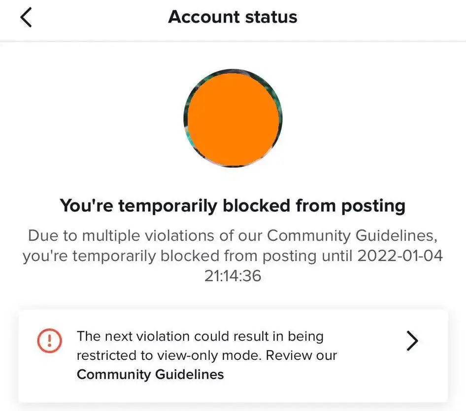 you're temporarily blocked from posting on tiktok
